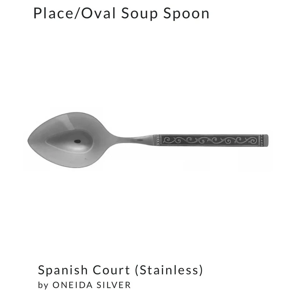Vintage‎ Oneida Stainless Spanish Court Oval Soup Spoons Flatware Set Of 6